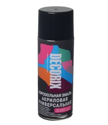 Аэрозоль ЧЕРНЫЙ Матовая Универс. Акрил. 520мл DECORIX 