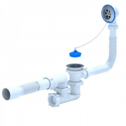 Сифон(обязка) д/ванны 1 1/2 регулируемый с вып. и пер. с гиб. трубой Ани Е255