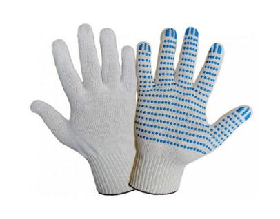 Перчатки х/б белые с ПВХ 10класс 5нит /400