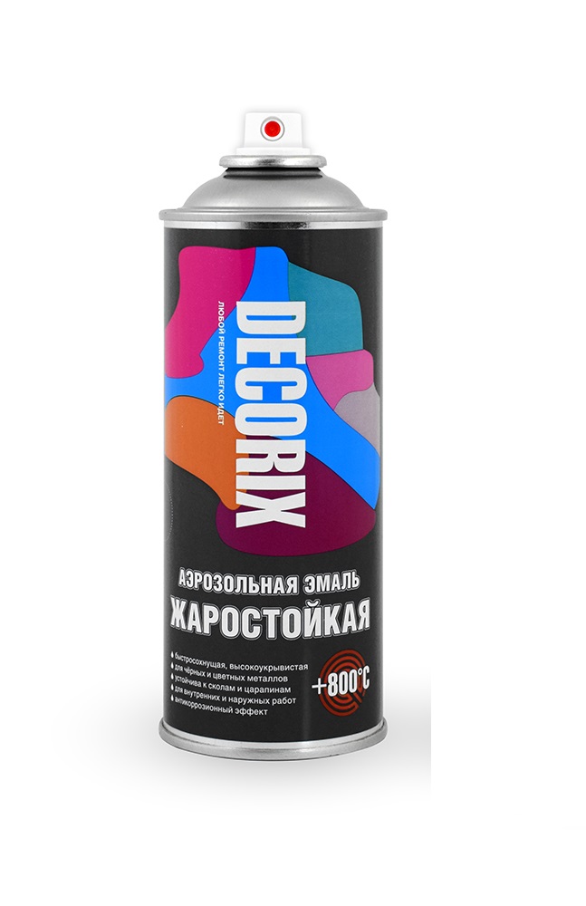 Аэрозоль ТЕРМОСТОЙКИЙ БЕЛО-АЛЮМИНИЕВЫЙ RAL9006  +800 DECORIX, 520мл.