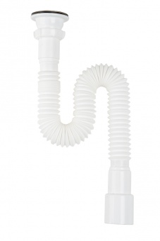 Сифон 1 1/2*50 гофрованный удлинённ.с нерж.решеткой  Aquant F113-55-MR/55